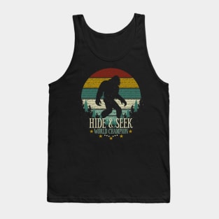 Hide and Seek World Champion Retro Vintage Bigfoot Sunset Tank Top